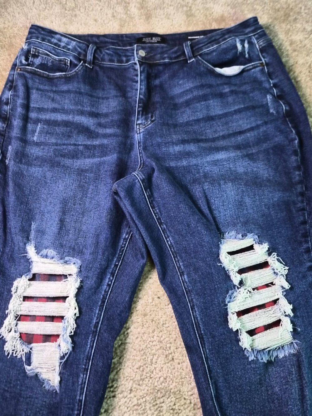 Judy Blue LA Jeans Womens Size 22W Blue Boyfriend Distressed Stretch Denim F910 - Picture 2 of 13
